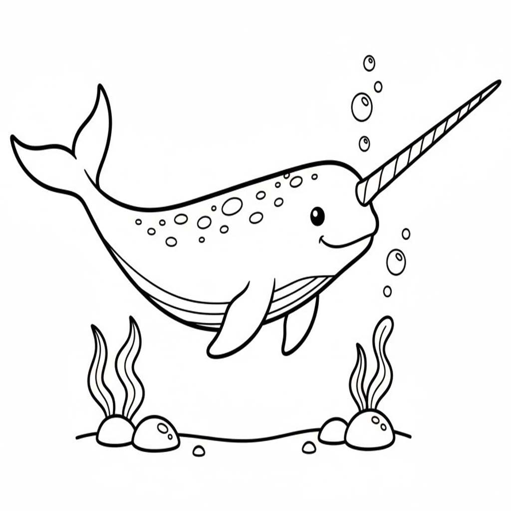 Nakreslete Narval k vytisknutí zdarma omalovánka