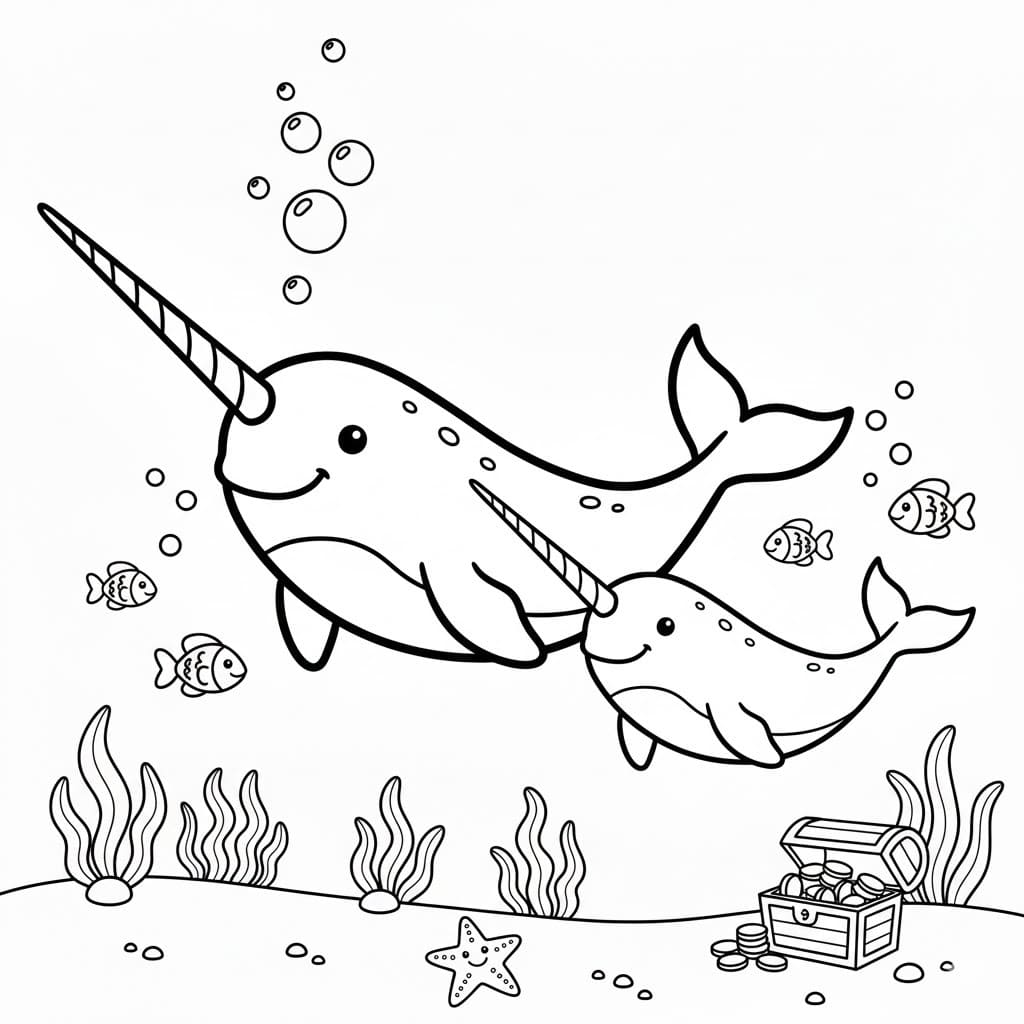 Nakreslete Narval zdarma pro děti omalovánka