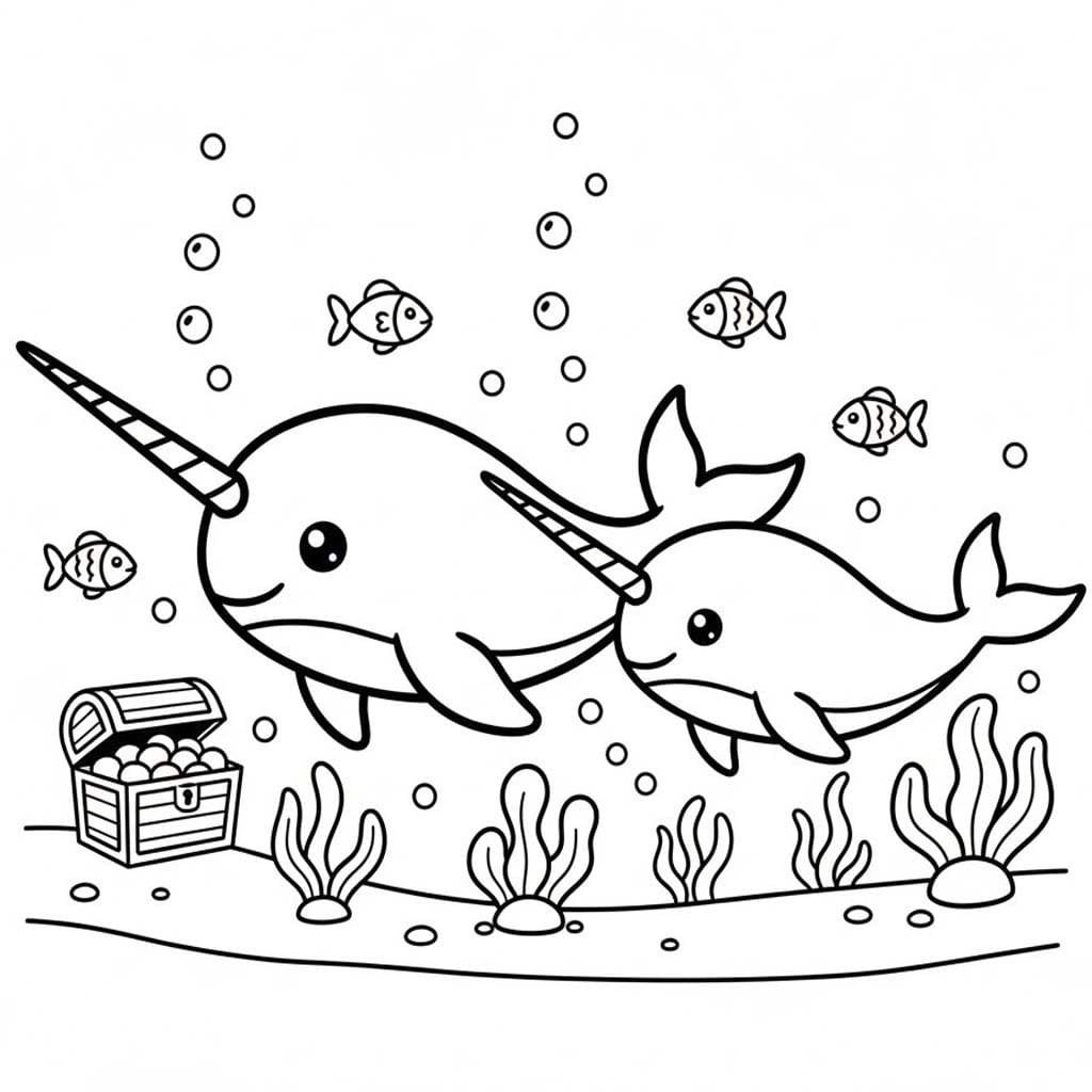 Nakreslete Narval zdarma omalovánka