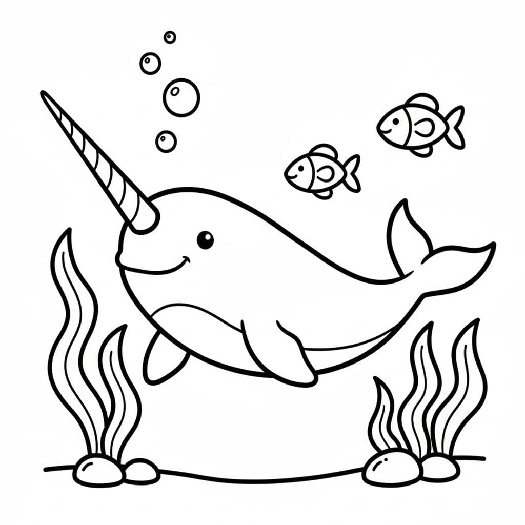 Narval k vytisknutí zdarma omalovánka