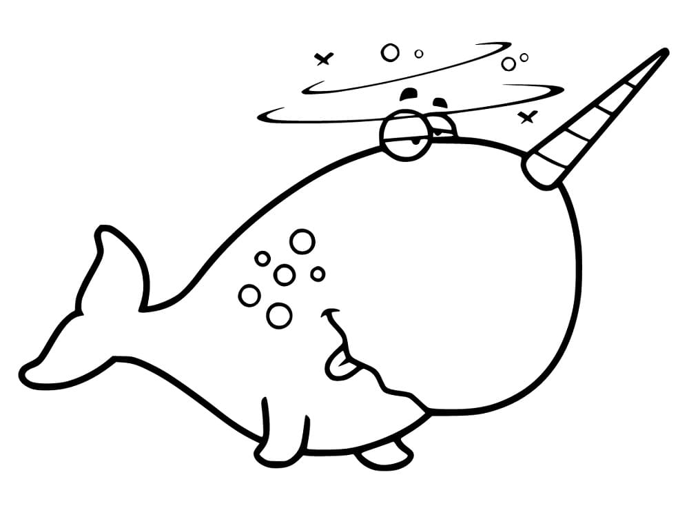 Narval tisknutelné pro děti omalovánka