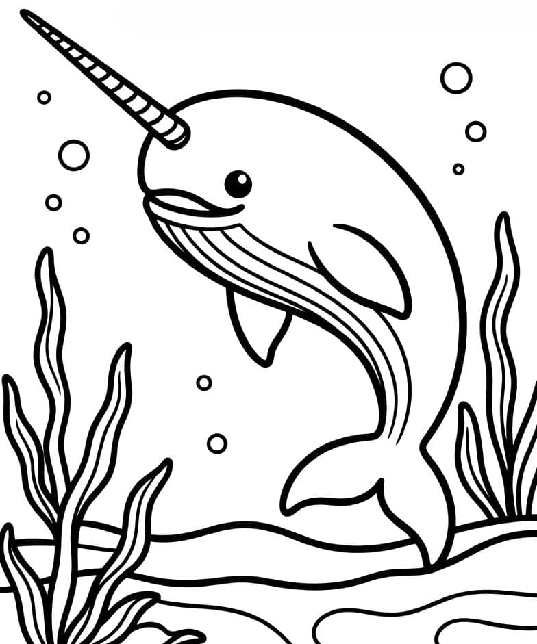 Narval zdarma snadný tisknutelné omalovánka