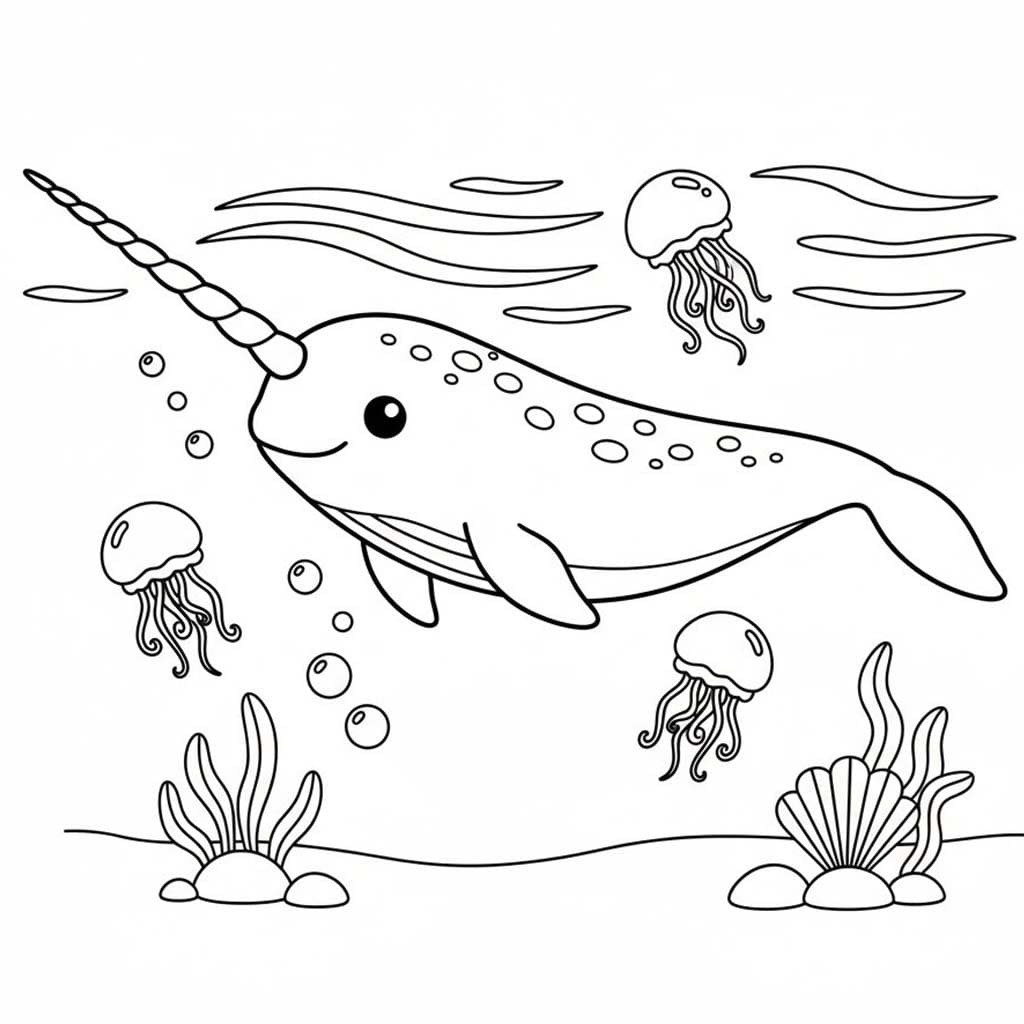 Narval zdarma omalovánka