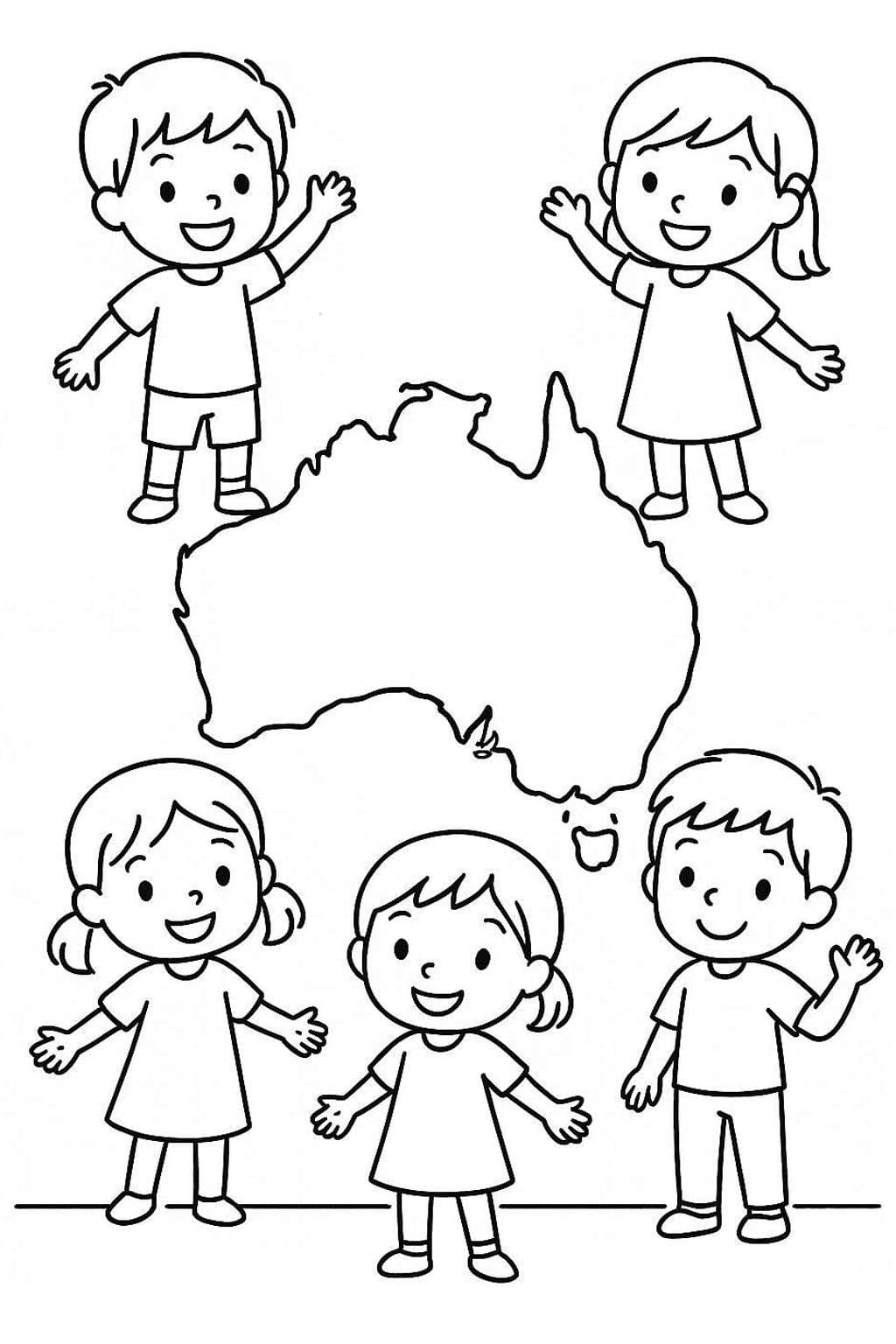 Austrálie k vytisknutí omalovánka