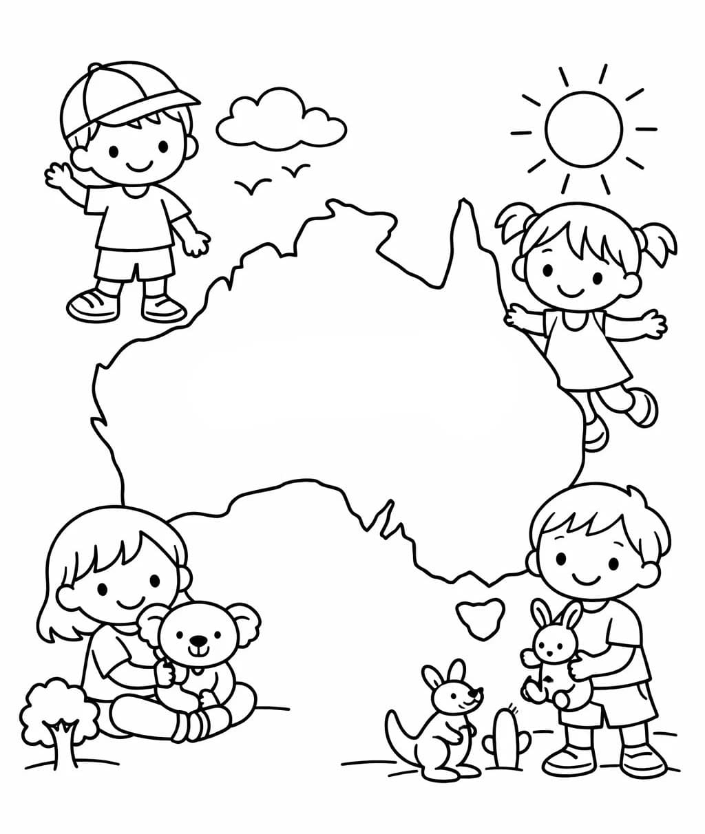 Austrálie zdarma omalovánka