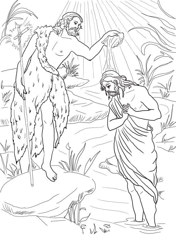 Ježíšův Křest k vytisknutí omalovánka