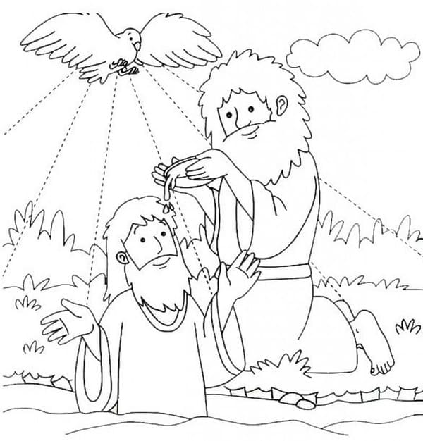 Ježíšův Křest zdarma pro děti omalovánka