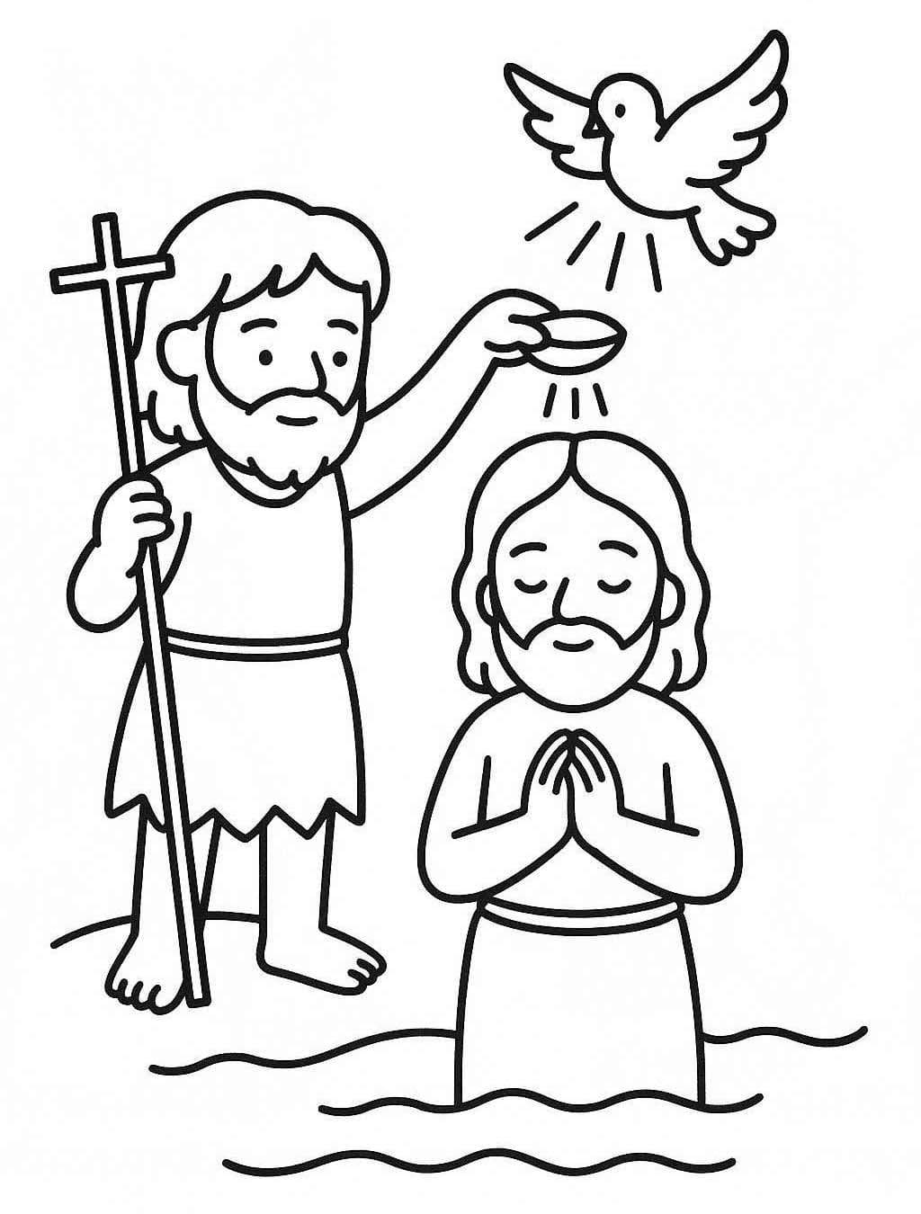 Ježíšův Křest zdarma prostý omalovánka