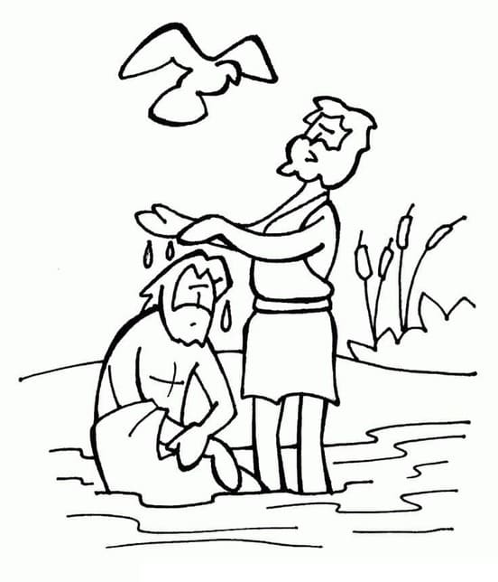 Ježíšův Křest zdarma základní tisknutelné omalovánka