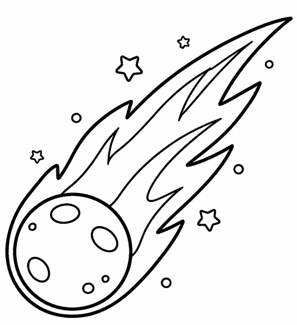 Kometa prostý tisknutelné omalovánka