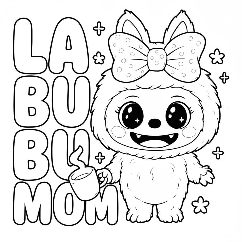 Labubu snadný tisknutelné omalovánka