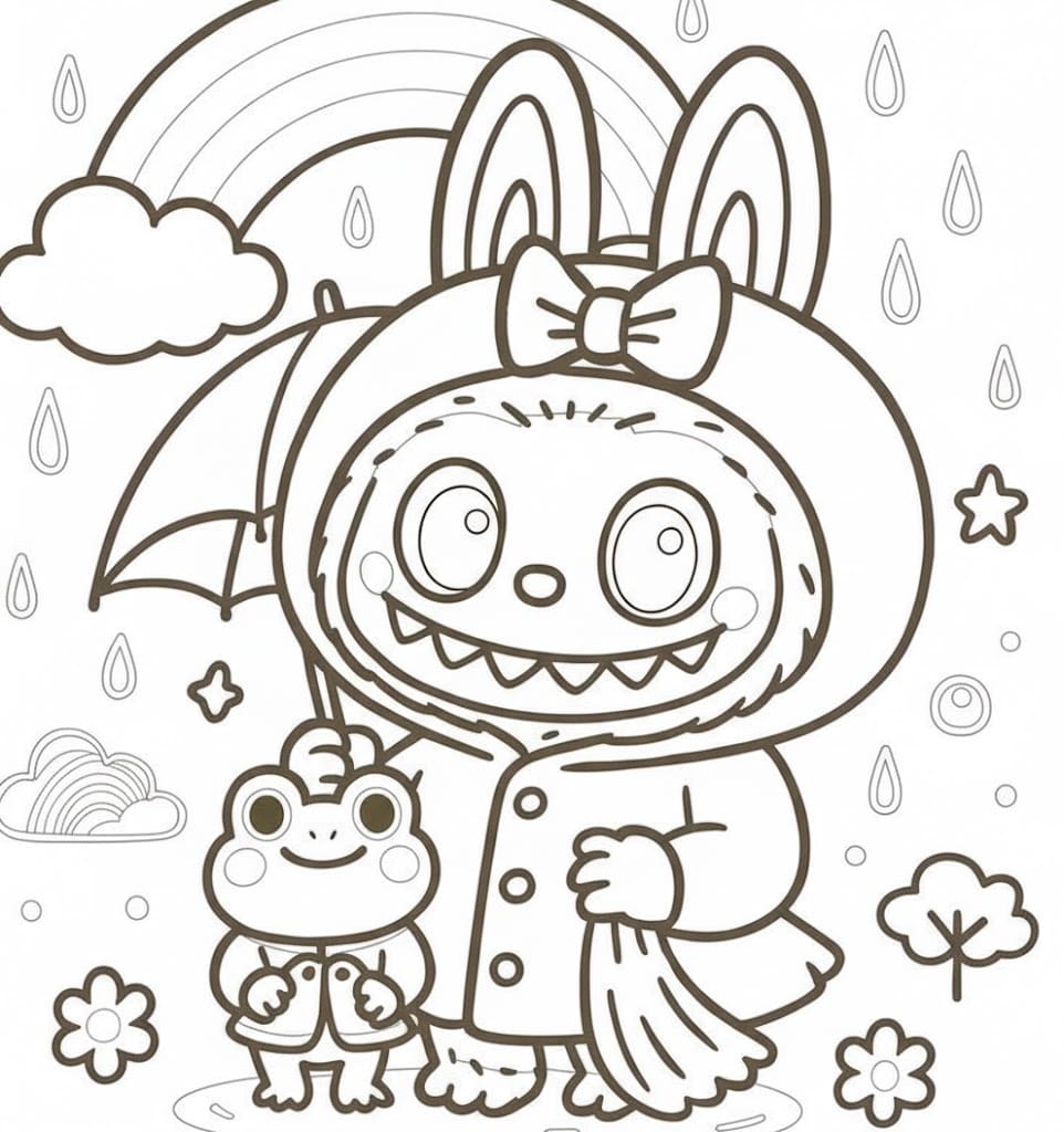 Labubu zdarma základní tisknutelné omalovánka