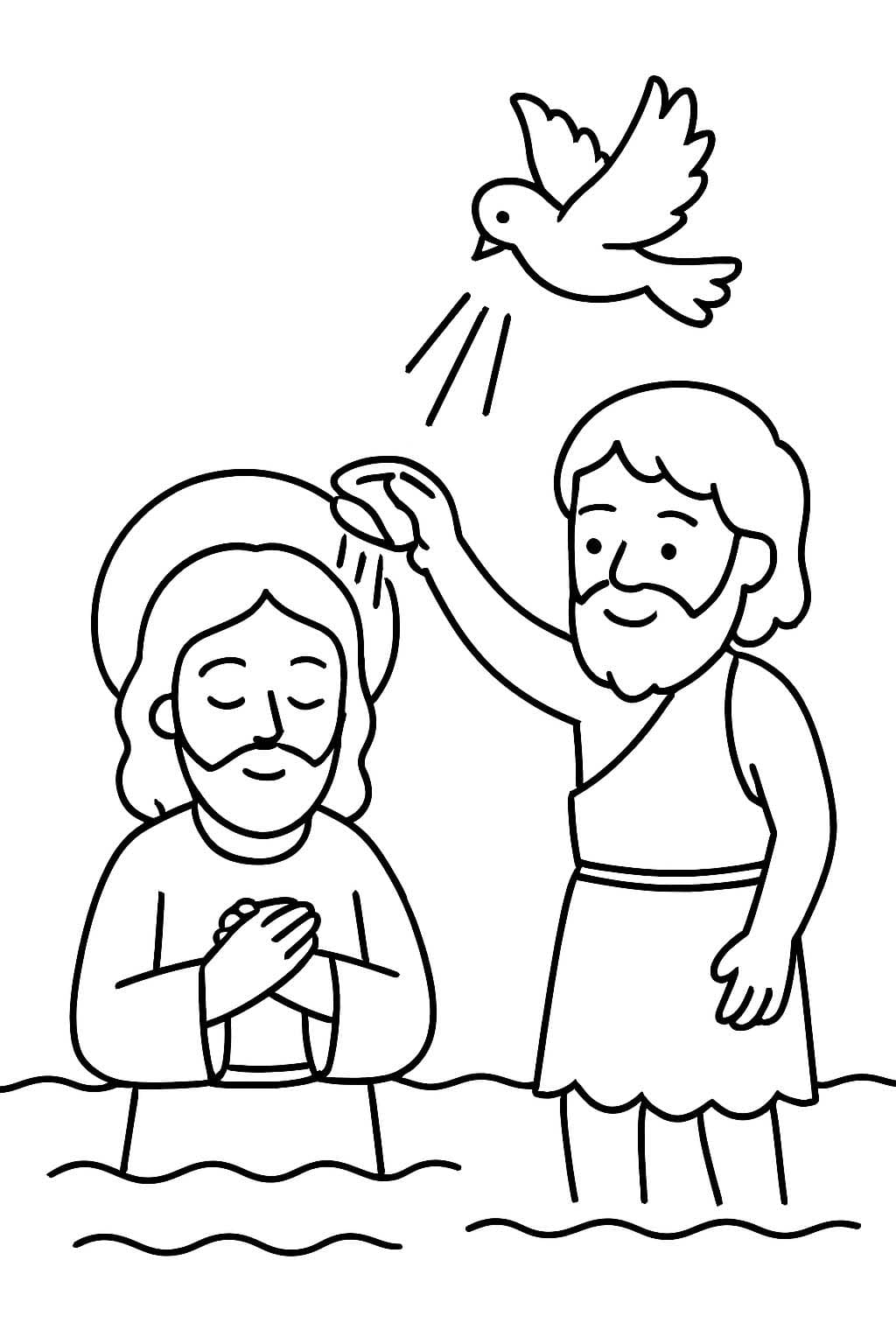 Nakreslete Ježíšův Křest zdarma prostý tisknutelné omalovánka