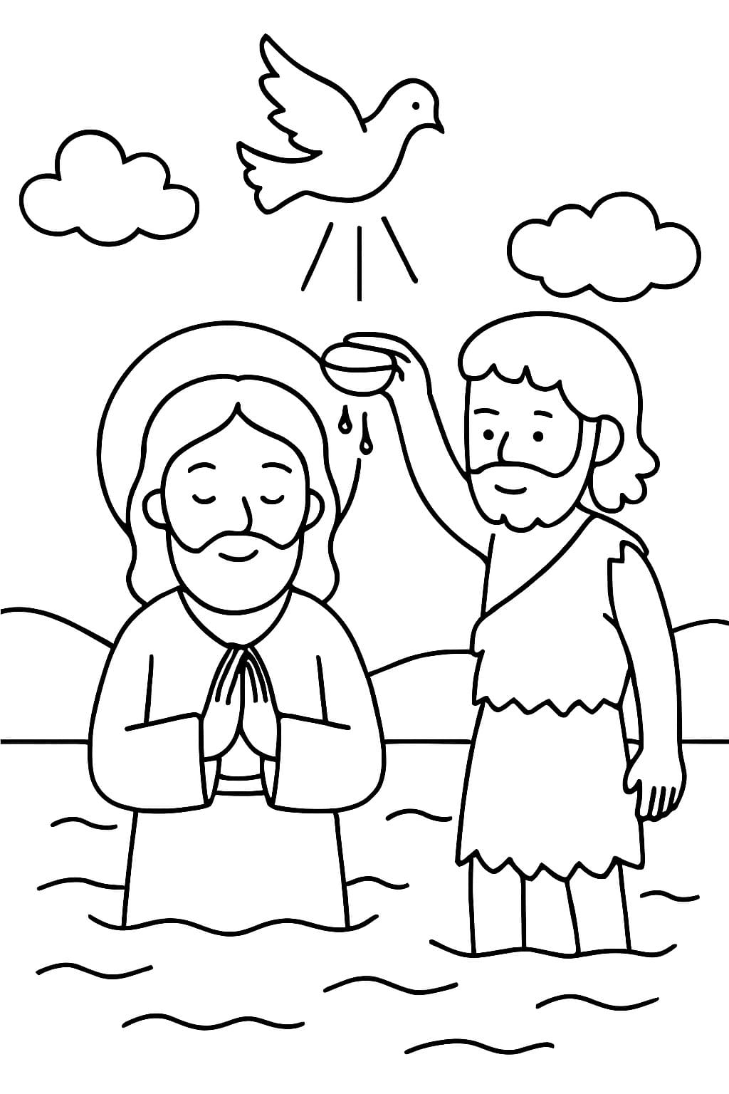 Nakreslete Ježíšův Křest zdarma prostý omalovánka