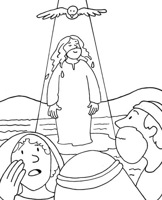 Nakreslete Ježíšův Křest zdarma snadný tisknutelné omalovánka
