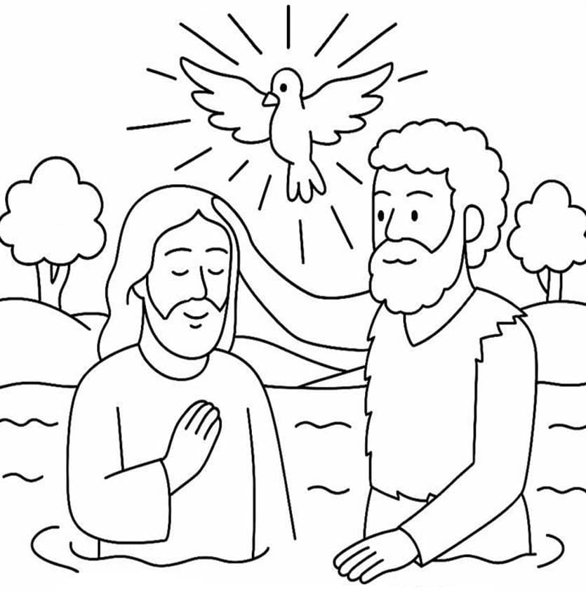Nakreslete Ježíšův Křest zdarma snadný omalovánka