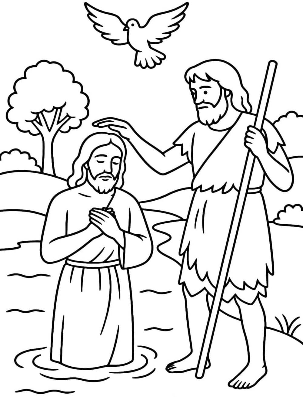 Ježíšův Křest omalovánky