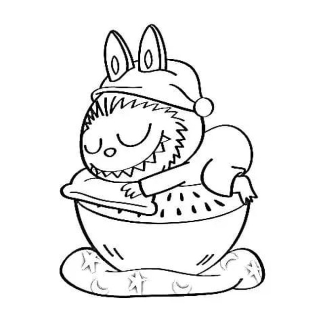 Nakreslete Labubu základní tisknutelné omalovánka