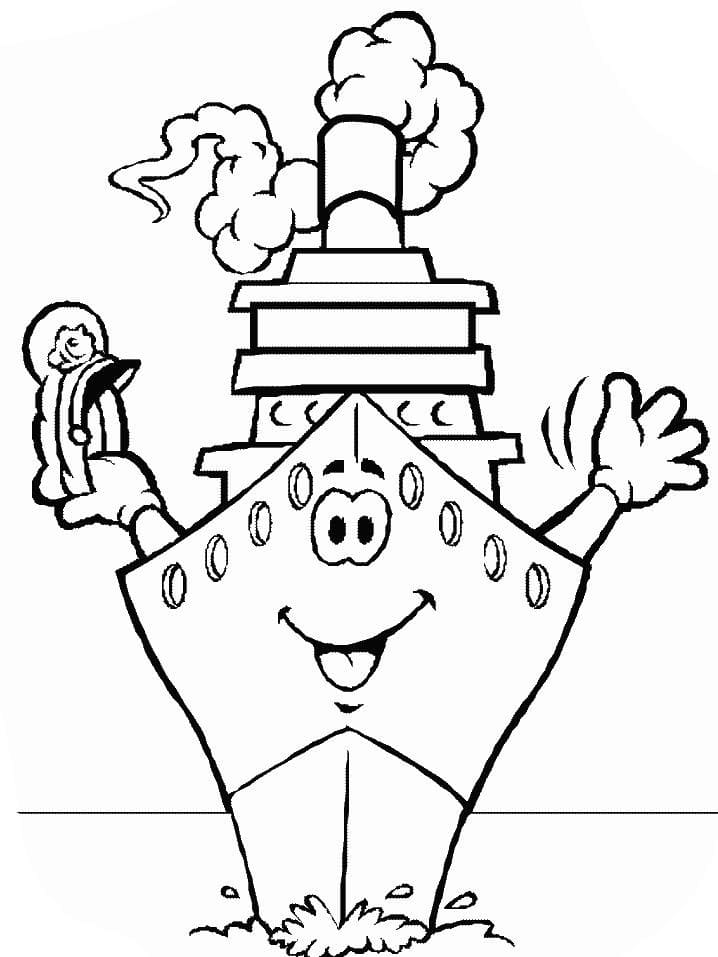 Nakreslete Parník k vytisknutí zdarma omalovánka