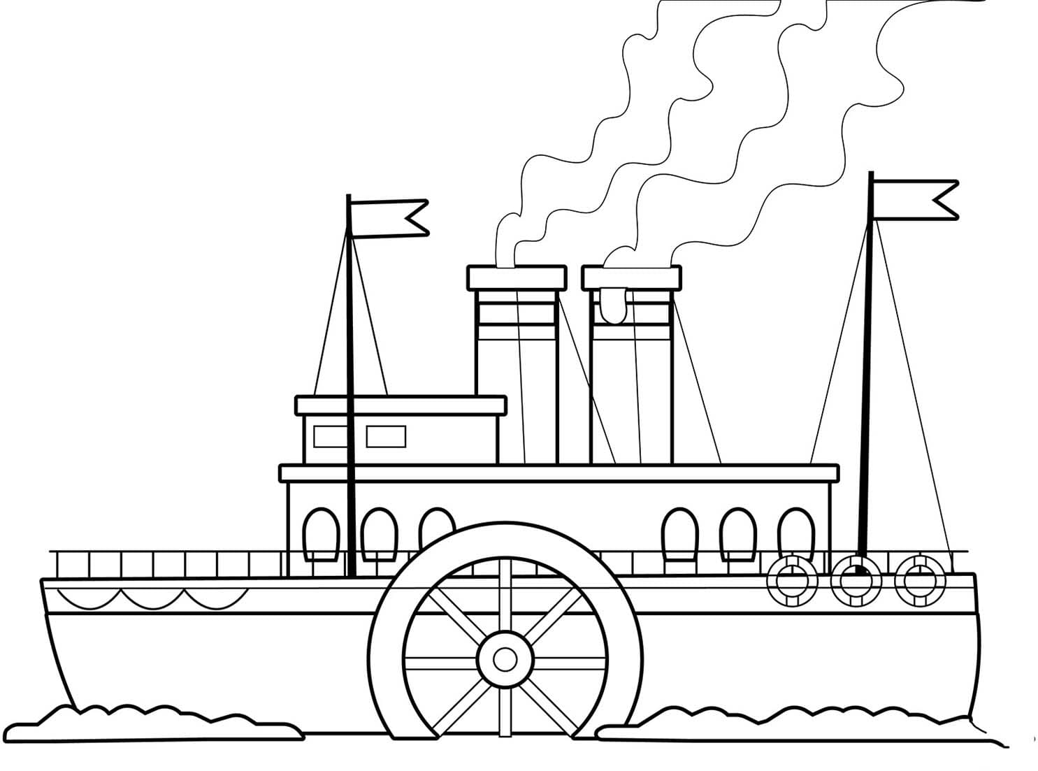 Nakreslete Parník základní tisknutelné omalovánka