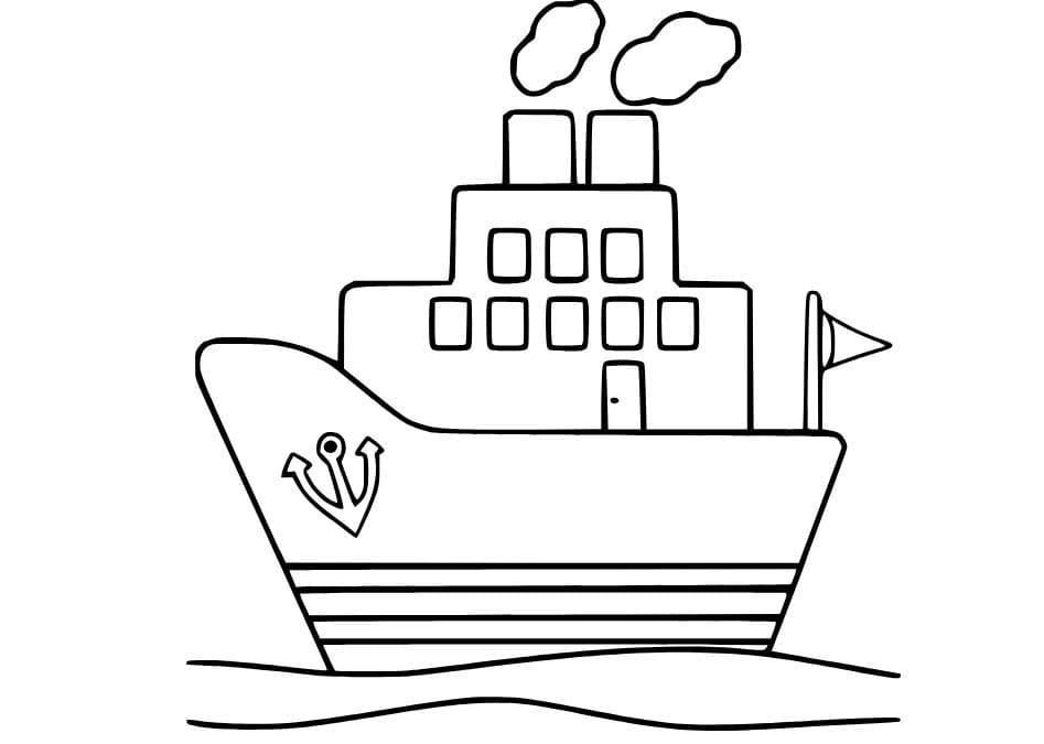 Nakreslete Parník zdarma pro děti omalovánka