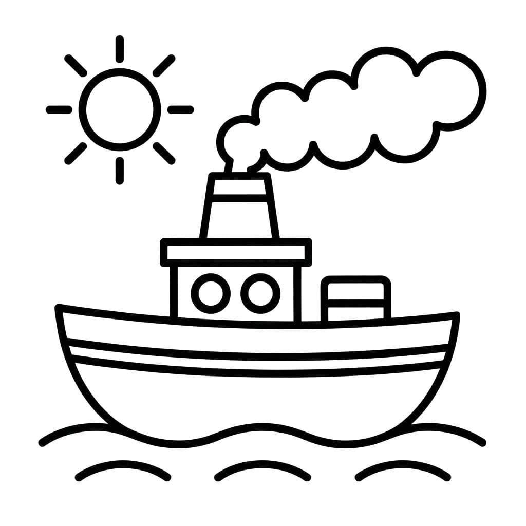 Nakreslete Parník zdarma snadný tisknutelné omalovánka