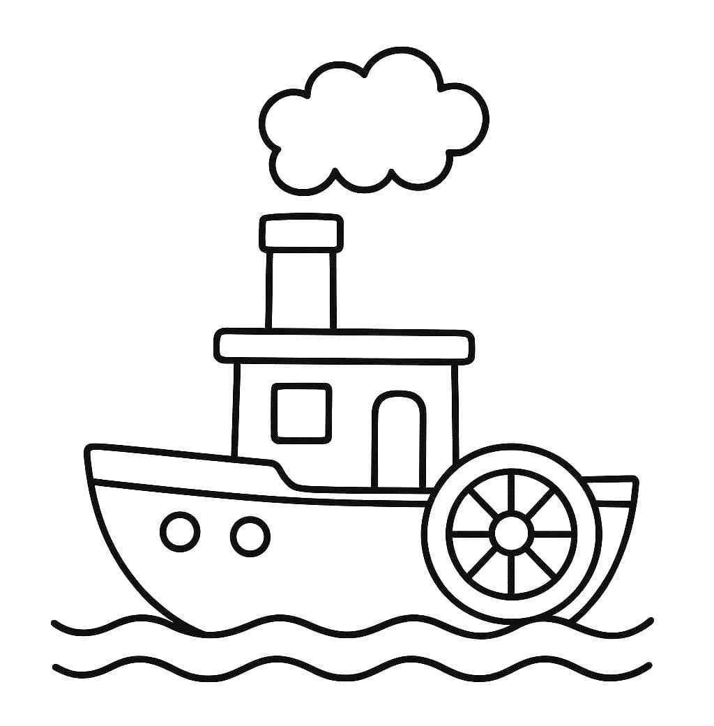 Nakreslete Parník zdarma snadný omalovánka