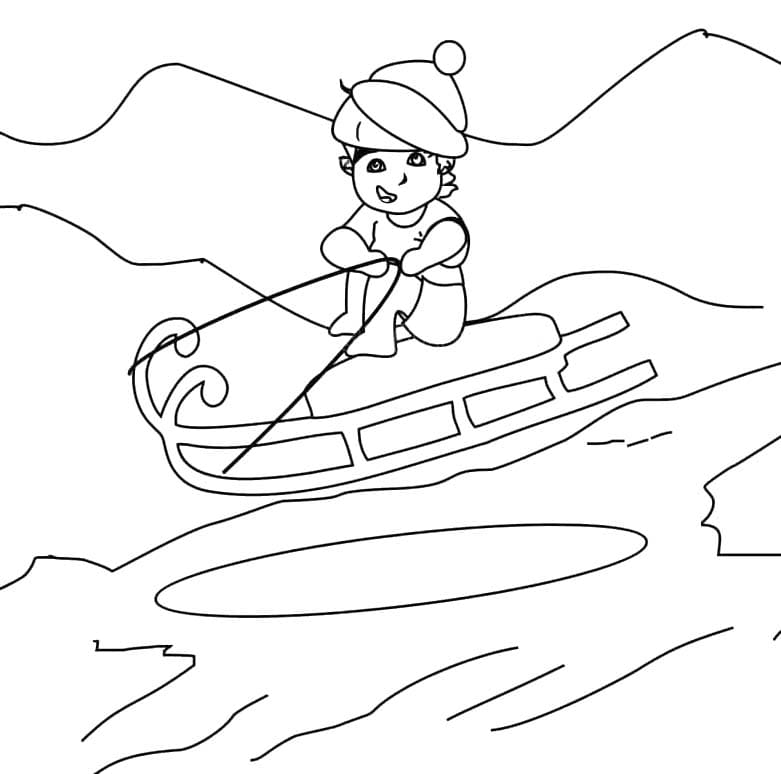 Nakreslete Sáně prostý tisknutelné omalovánka