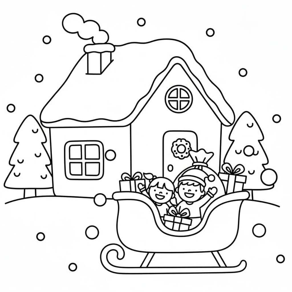 Nakreslete Sáně tisknutelné pro děti omalovánka