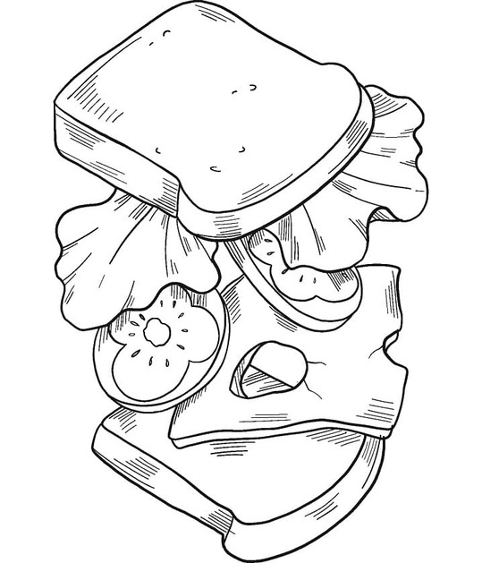 Nakreslete Sendvič k vytisknutí zdarma omalovánka