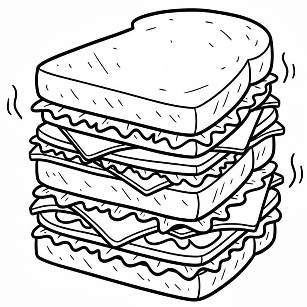 Nakreslete Sendvič prostý tisknutelné omalovánka