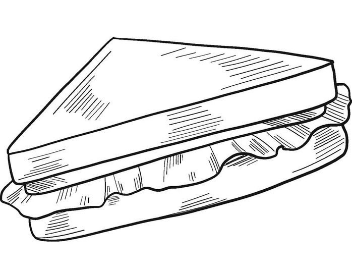 Nakreslete Sendvič základní tisknutelné omalovánka