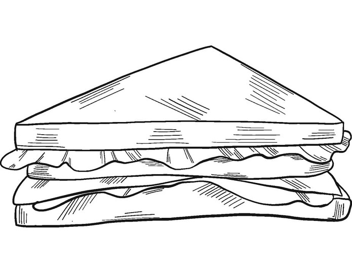 Nakreslete Sendvič zdarma základní tisknutelné omalovánka
