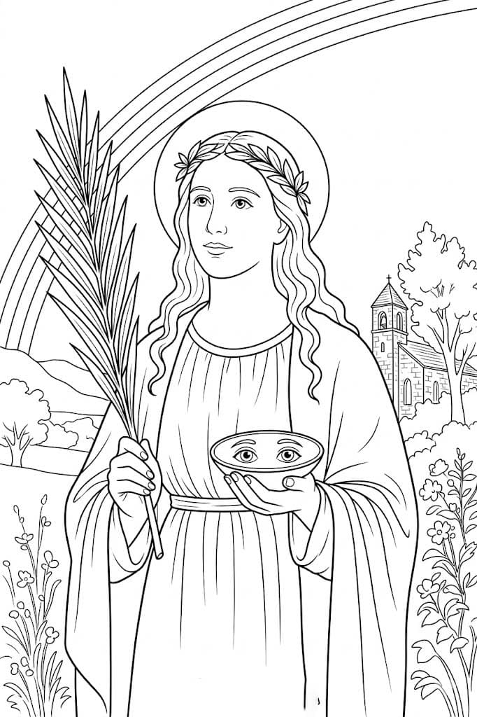 Nakreslete Svatá Lucie k vytisknutí zdarma omalovánka