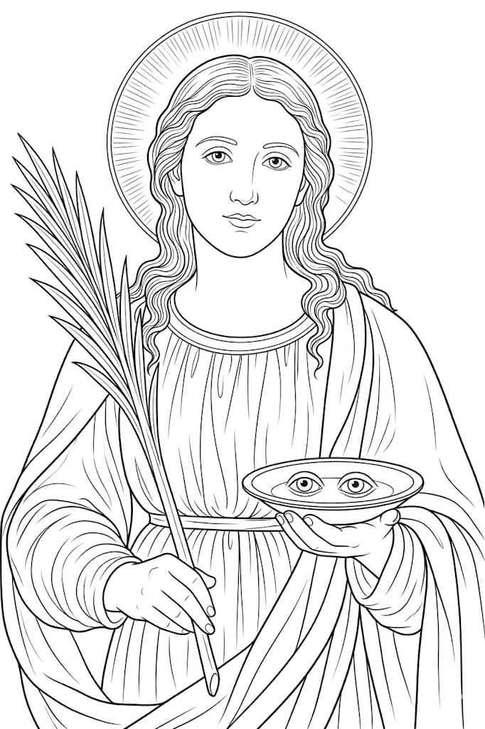 Nakreslete Svatá Lucie k vytisknutí omalovánka