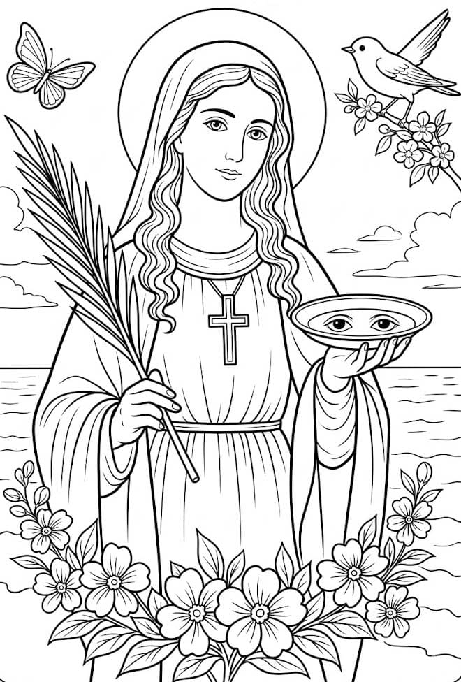 Nakreslete Svatá Lucie pro děti omalovánka