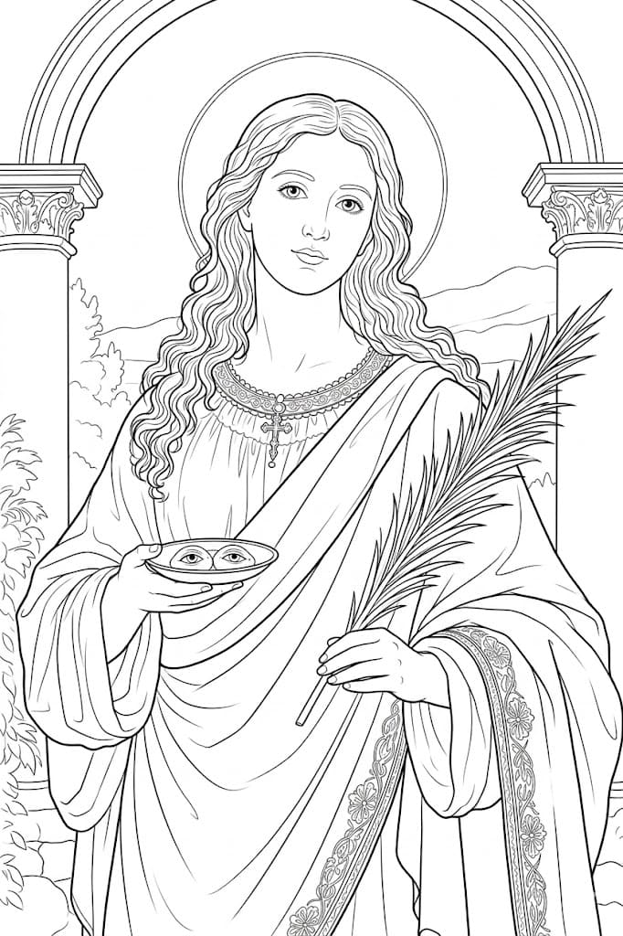 Nakreslete Svatá Lucie snadný omalovánka