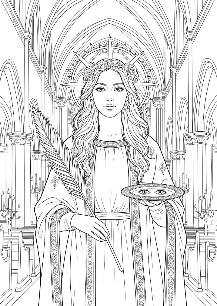 Nakreslete Svatá Lucie tisknutelné pro děti omalovánka