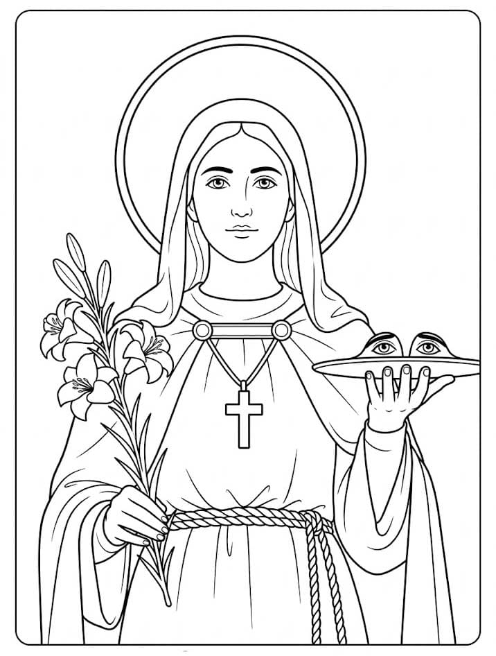 Nakreslete Svatá Lucie základní omalovánka