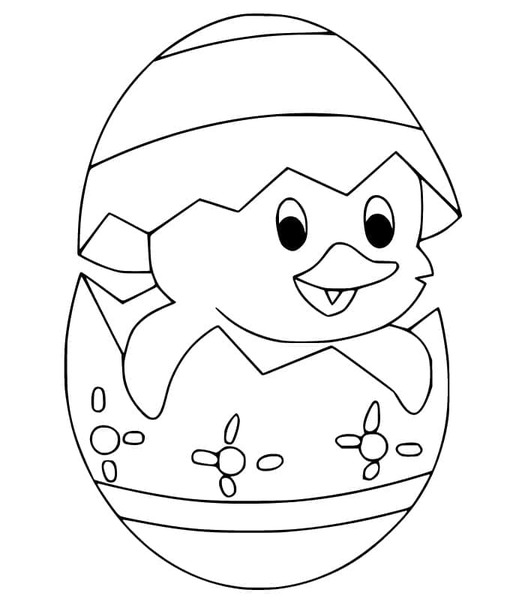 Nakreslete Velikonoční kuřátko prostý tisknutelné omalovánka