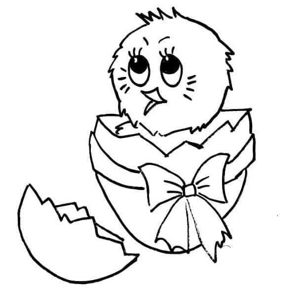 Nakreslete Velikonoční kuřátko snadný tisknutelné omalovánka