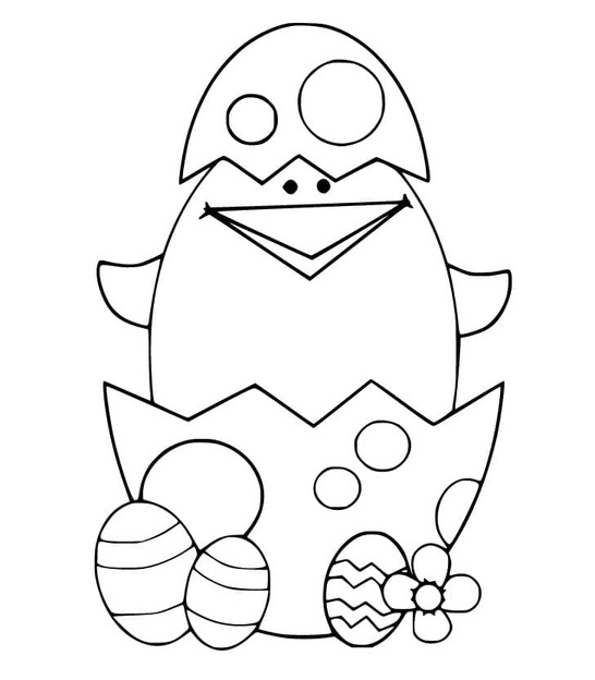 Nakreslete Velikonoční kuřátko zdarma pro děti omalovánka