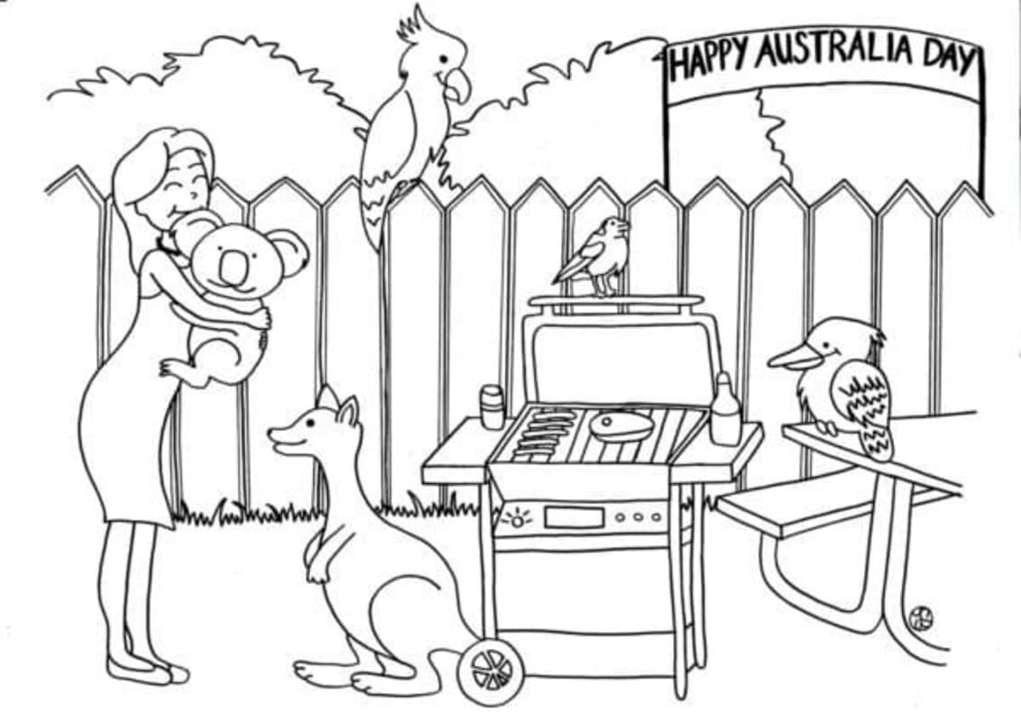Obraz Austrálie zdarma tisknutelné omalovánka