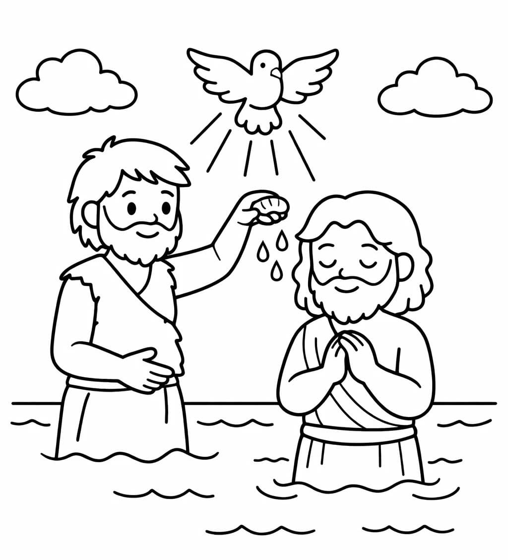 Obraz Ježíšův Křest tisknutelné omalovánka
