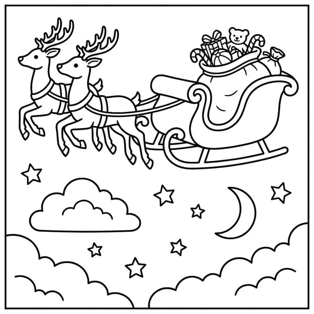 Obraz Sáně zdarma tisknutelné omalovánka