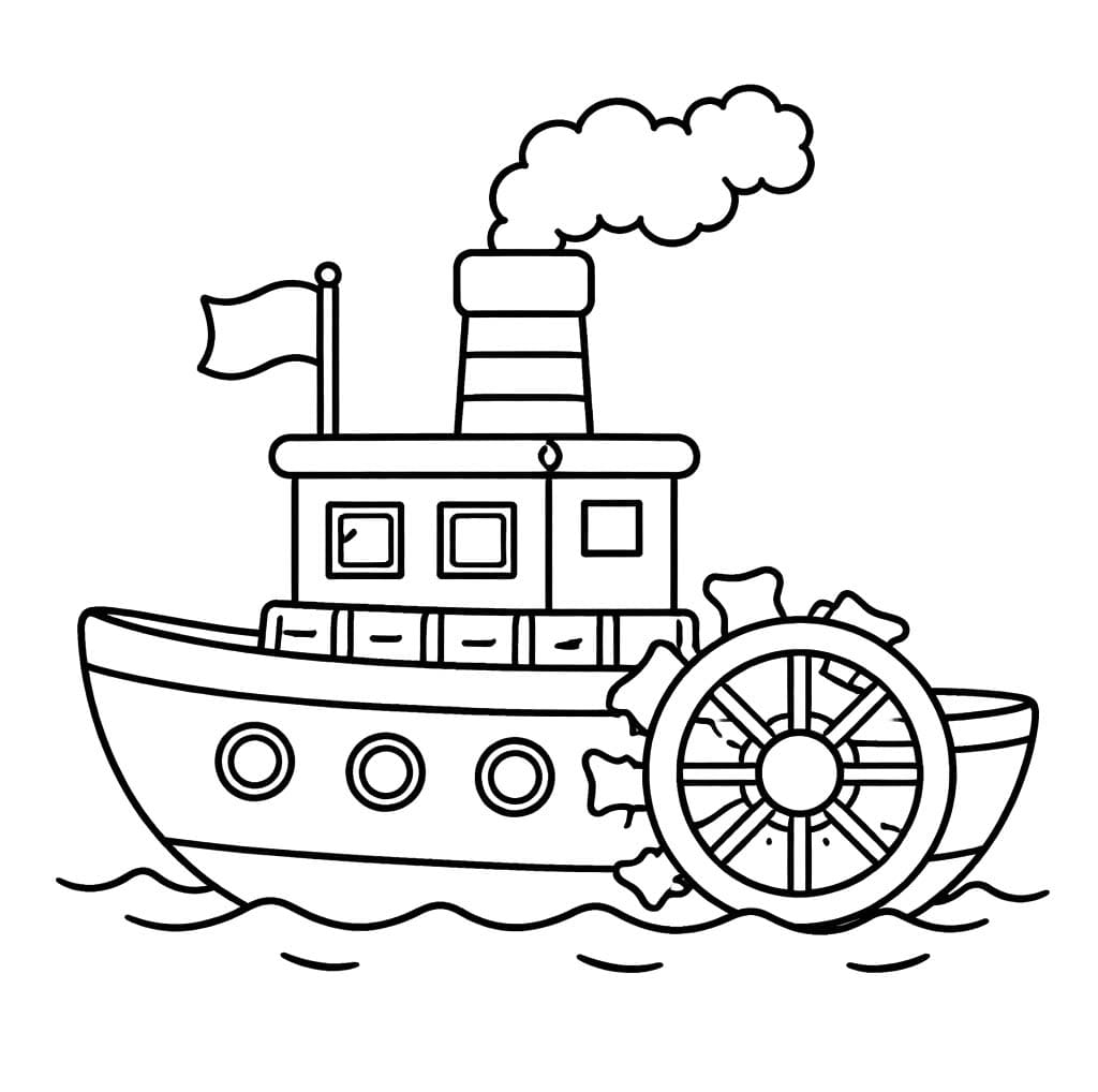 Parník prostý tisknutelné omalovánka