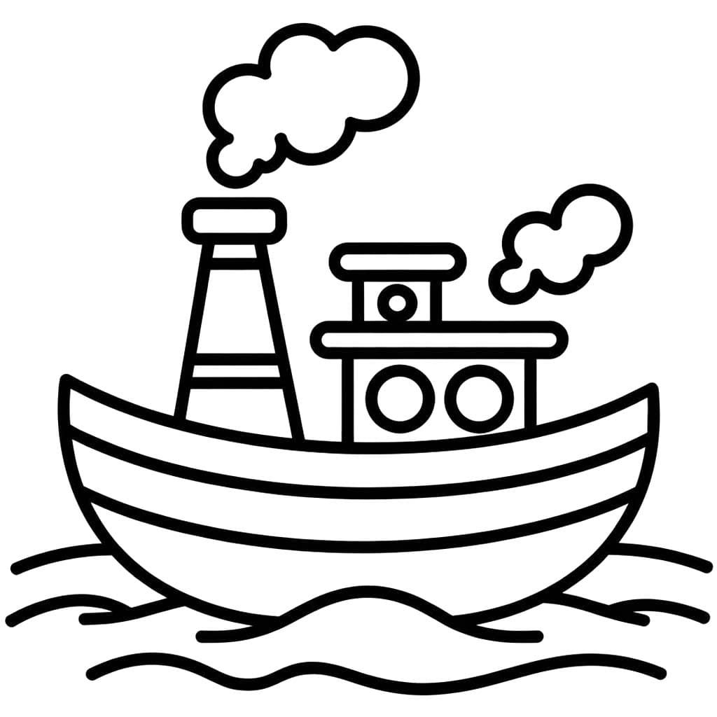 Parník snadný tisknutelné omalovánka