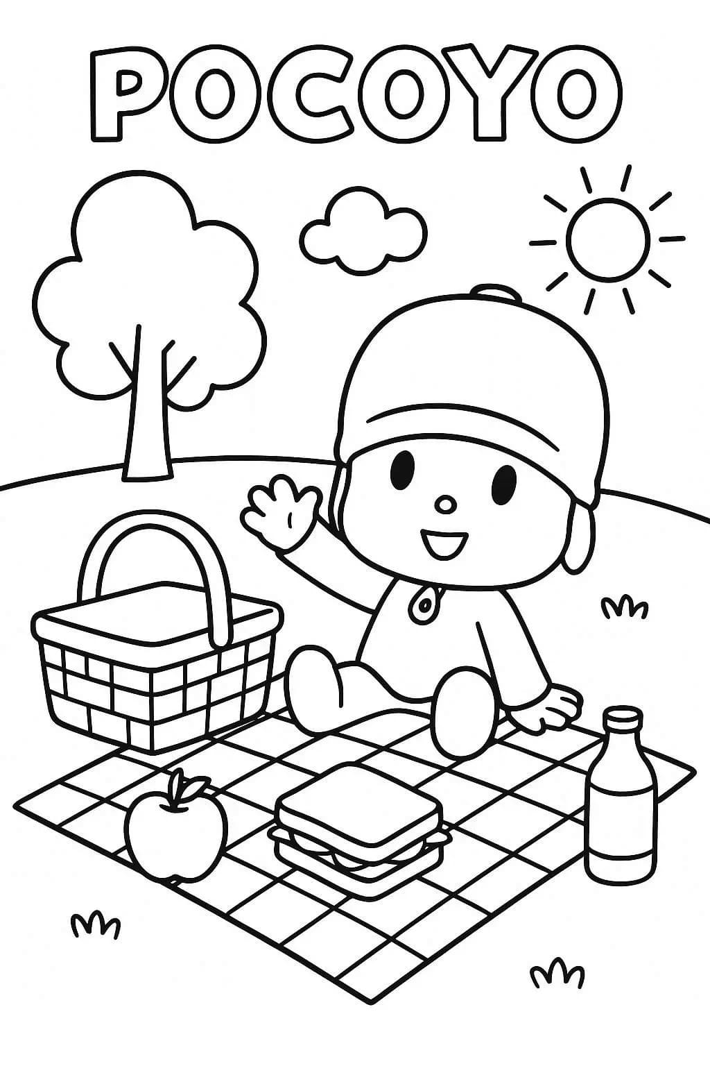 Pocoyo zdarma tisknutelné pro děti omalovánka