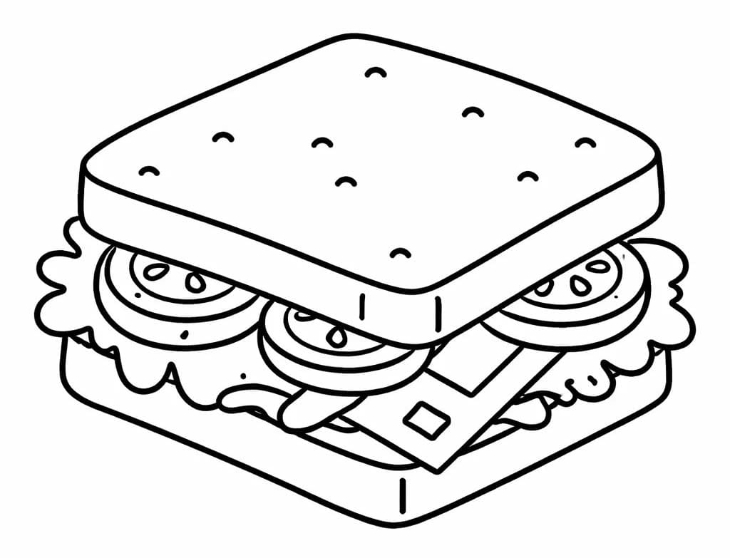Sendvič zdarma snadný tisknutelné omalovánka