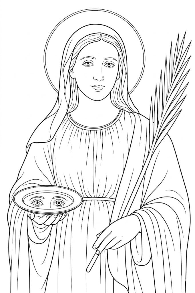 Svatá Lucie k vytisknutí zdarma omalovánka